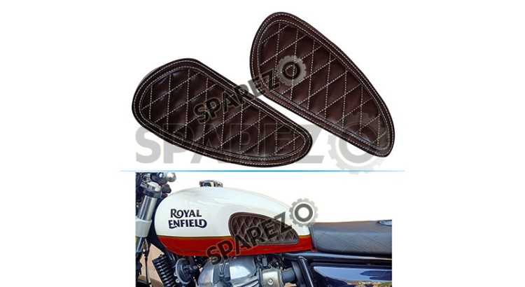 Customized Royal Enfield Interceptor 650cc Leather Knee Pad Pair Union Jack D1 - SPAREZO